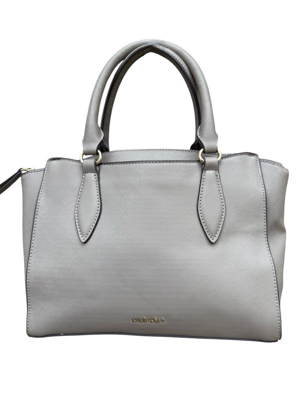 Nine West Paisley Jet Set Satchel Grey Purse Carryall Tote Bag Work Career